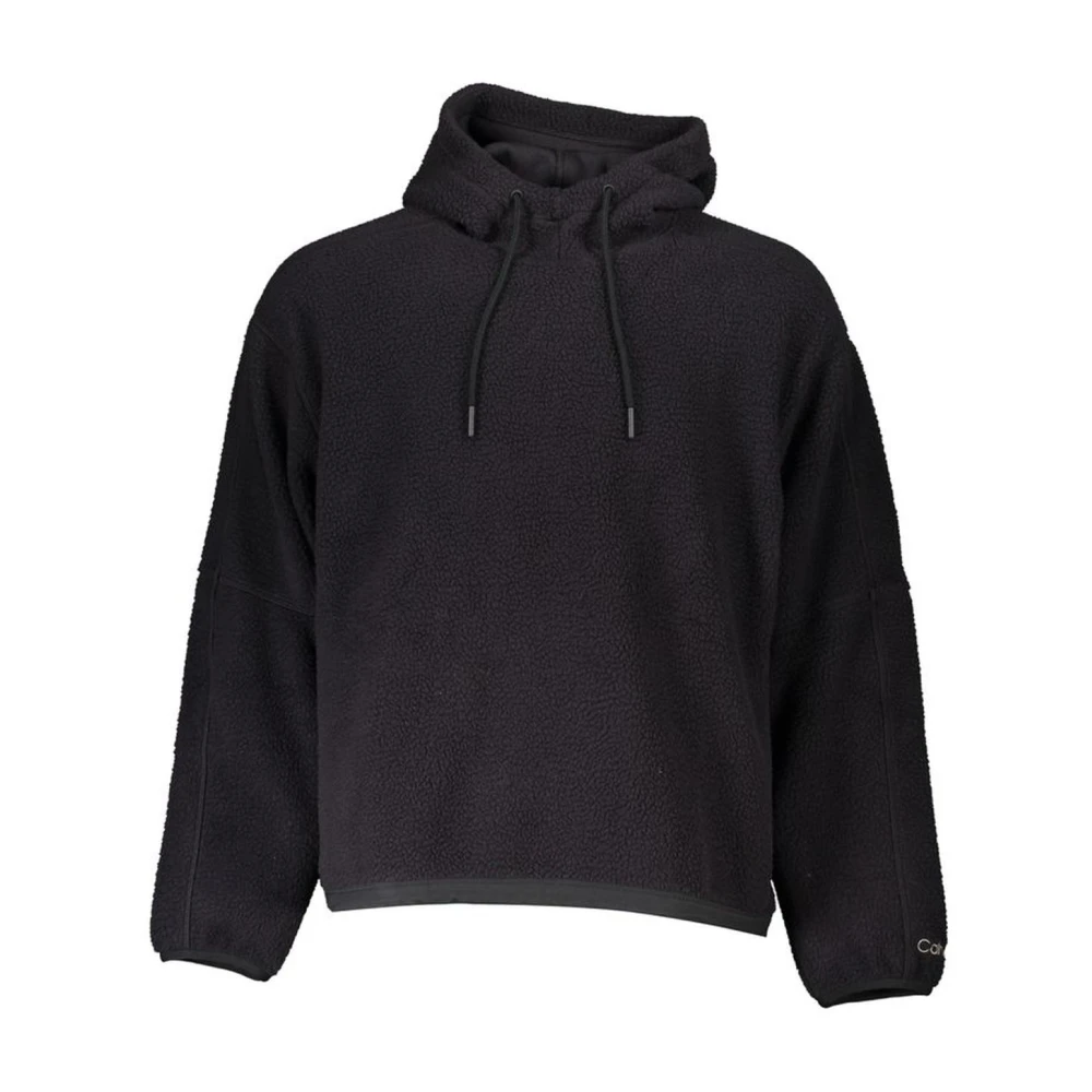 Calvin Klein , Hoodies, Male, Black, S, Embroidered Hooded Sports Sweatshirt