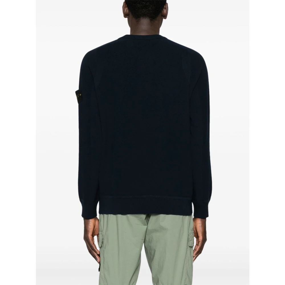 Stone Island Blauwe Crew Neck Sweater met Compass Badge Blue Heren
