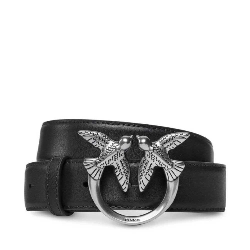 Pinko Love Birds Leather Belt - Female - Belts - Black - S - Accessories
