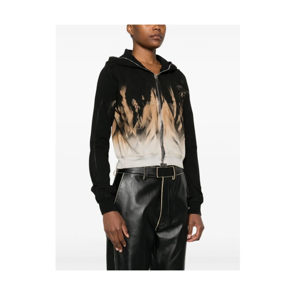 Rick Owens Donkere Schaduw Hood Abstracte Print Black Dames