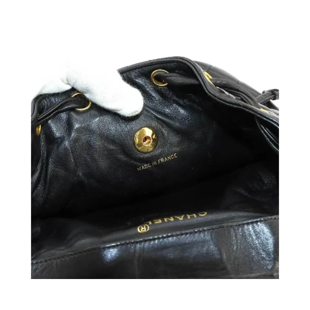Chanel Vintage Pre-owned Leather backpacks Black Dames