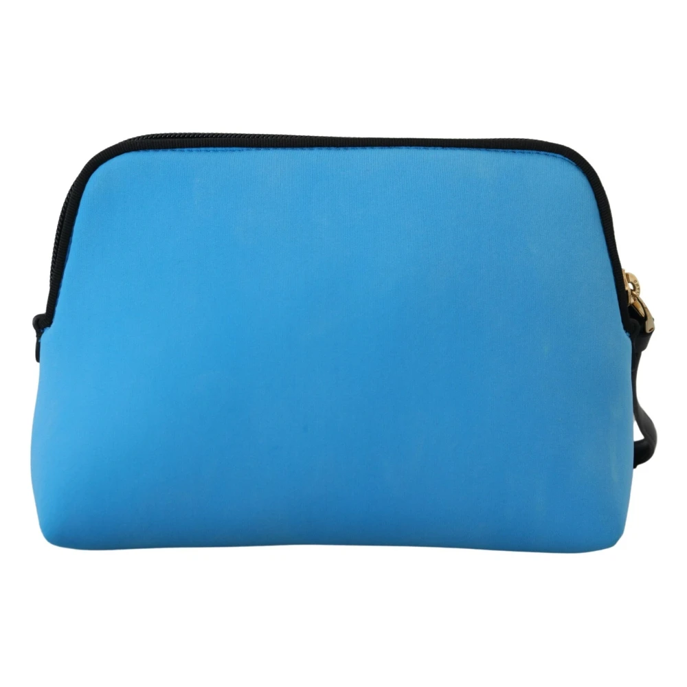 Dolce & Gabbana Blauwe Logo Print Handtas Luipaardprint Toilettas Blue Dames