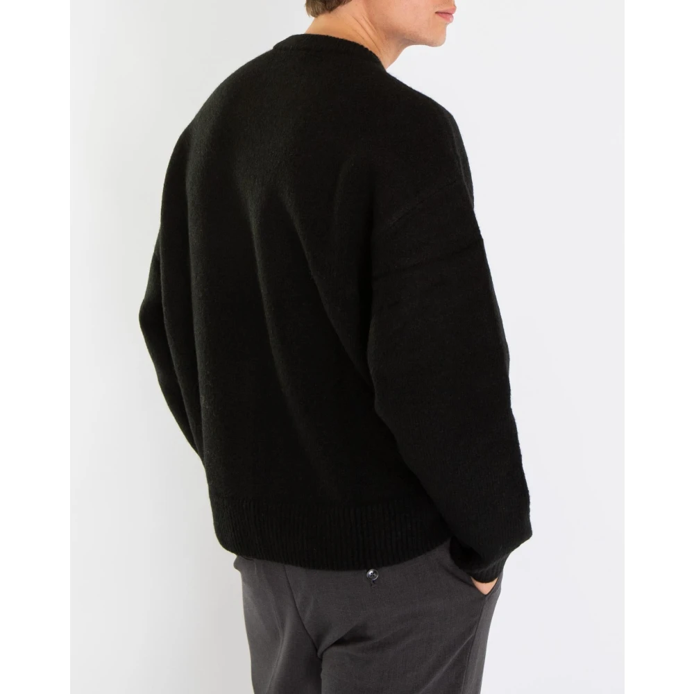 Olaf Hussein Gebreide Crewneck Trui Black Heren