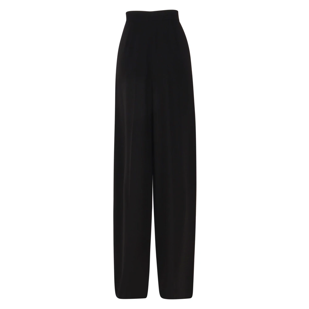 Max Mara Zwarte Linnen Wijde Pijp Broek Black Dames