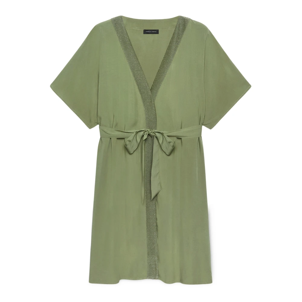 Fiorella Rubino Lange Blouse met Riem van Ecovero™ Viscose Green Dames