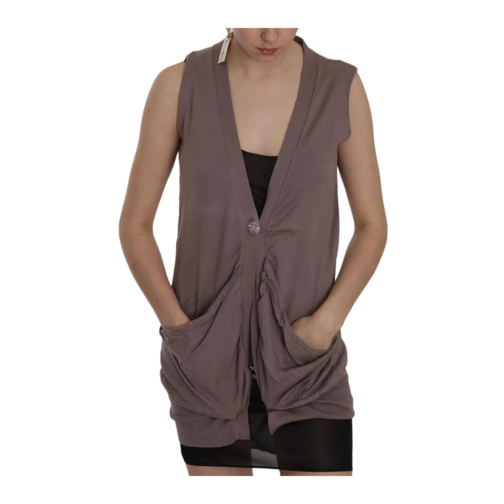 Pink Memories Bruine mouwloze vest met logodetails Brown Dames