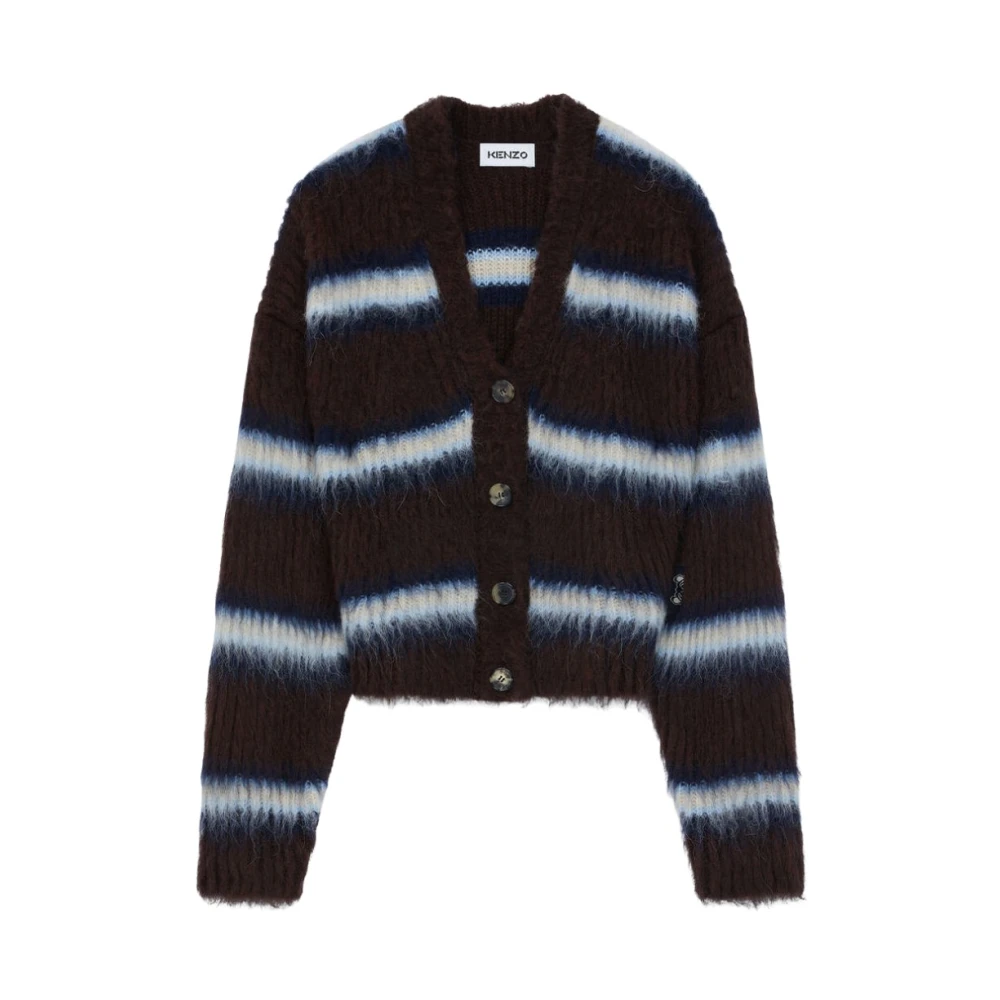 Kenzo Gestreepte Alpaca Cardigan Bruin V-hals Brown Dames