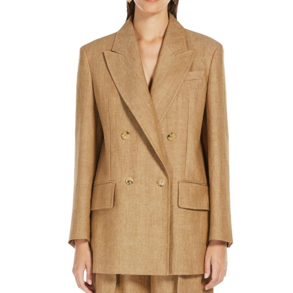 Max Mara Bruine Leren Jassen voor Vrouwen Brown Dames