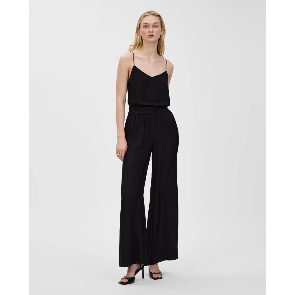 IVY OAK Wijde Pijp Elastische Taille Broek Black Dames
