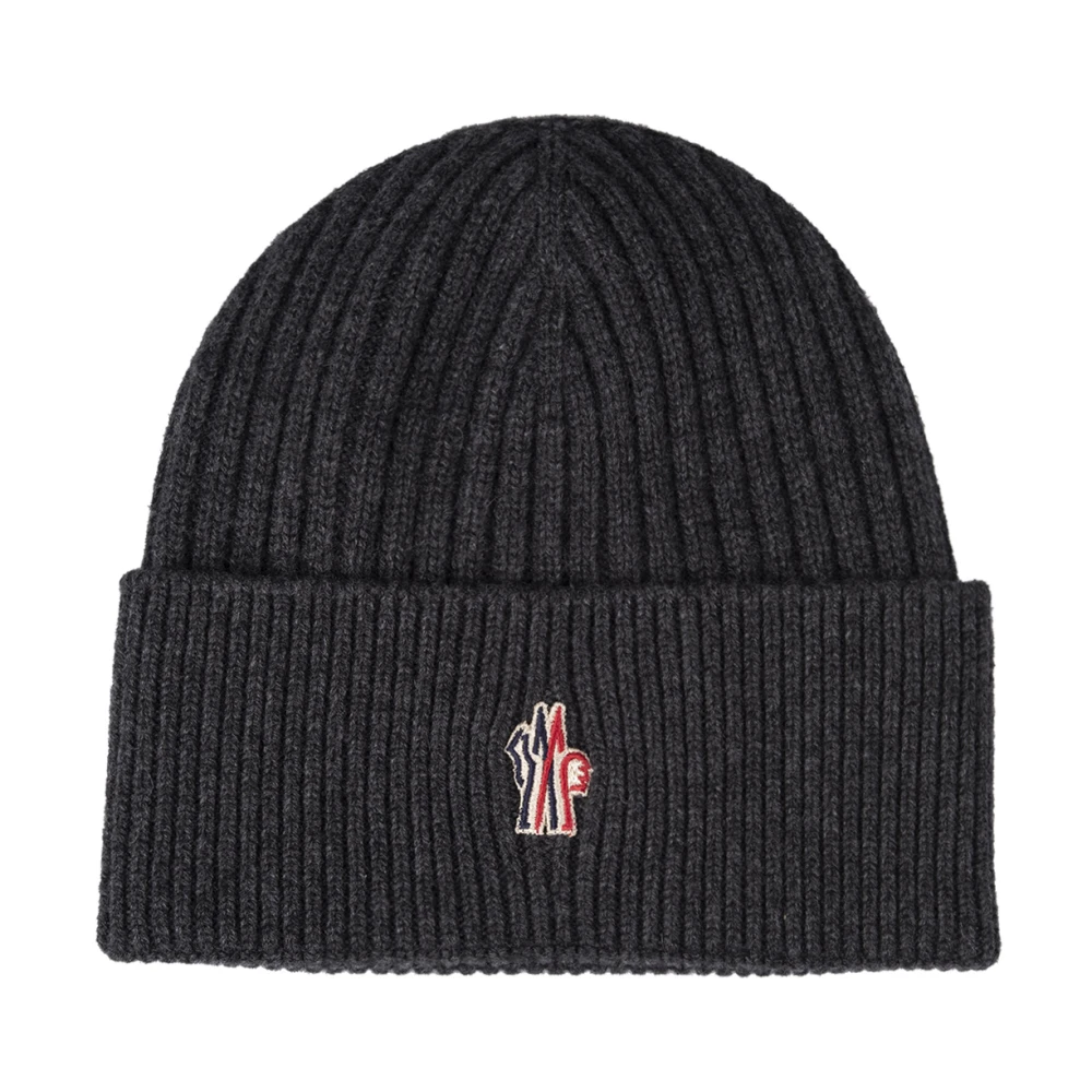 Moncler Kasjmier Grijs Beanie met Logo Patch Gray Heren