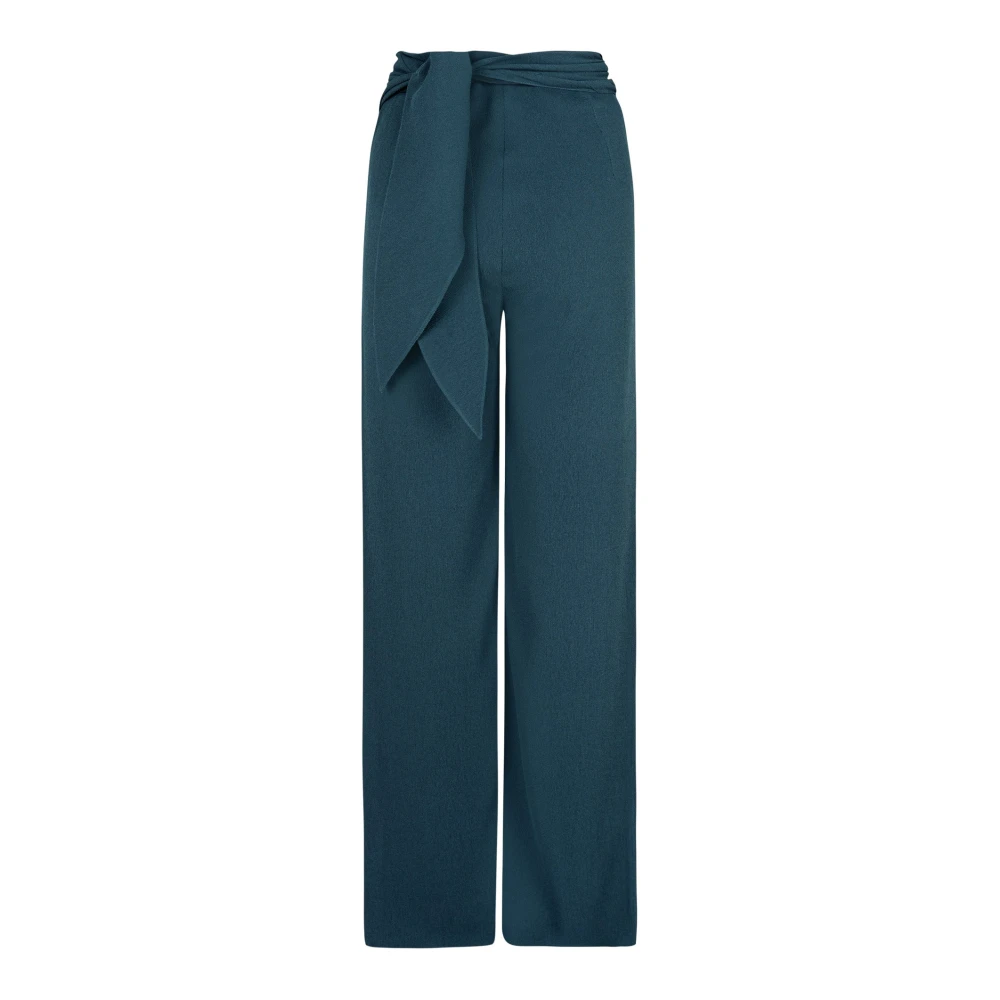 Cortana Blauwe wikkelbroek in zijde blend Blue Dames
