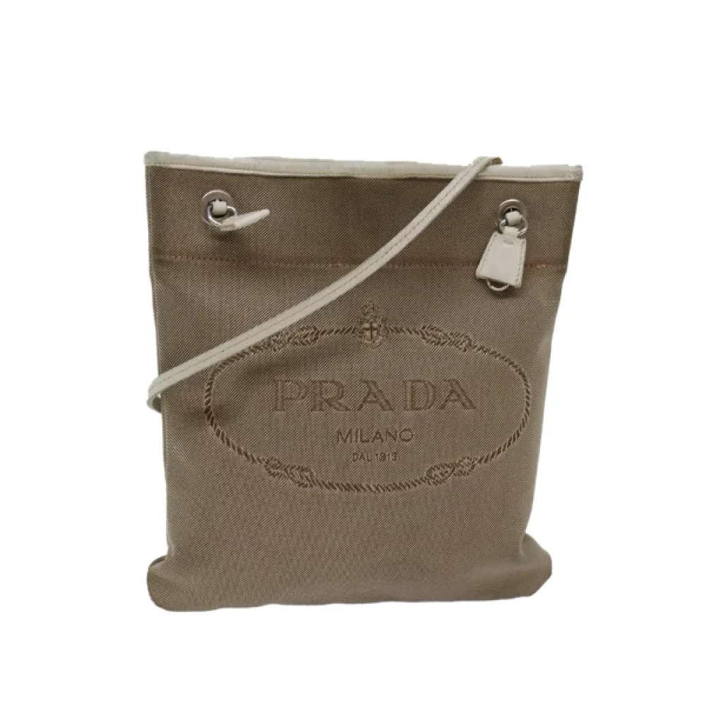 Prada Vintage Pre-owned Canvas prada-bags Beige Dames