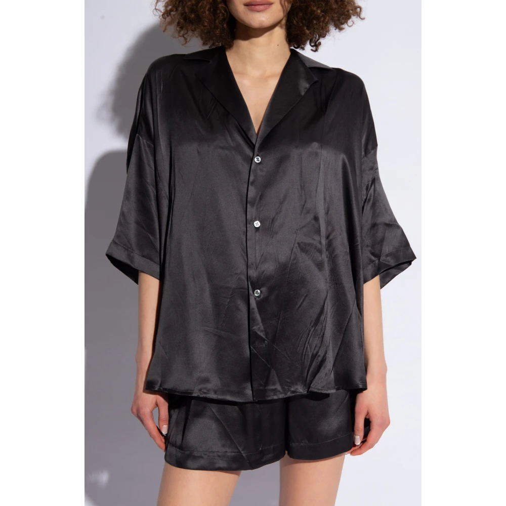 Halfboy Zijden overhemd Black Dames