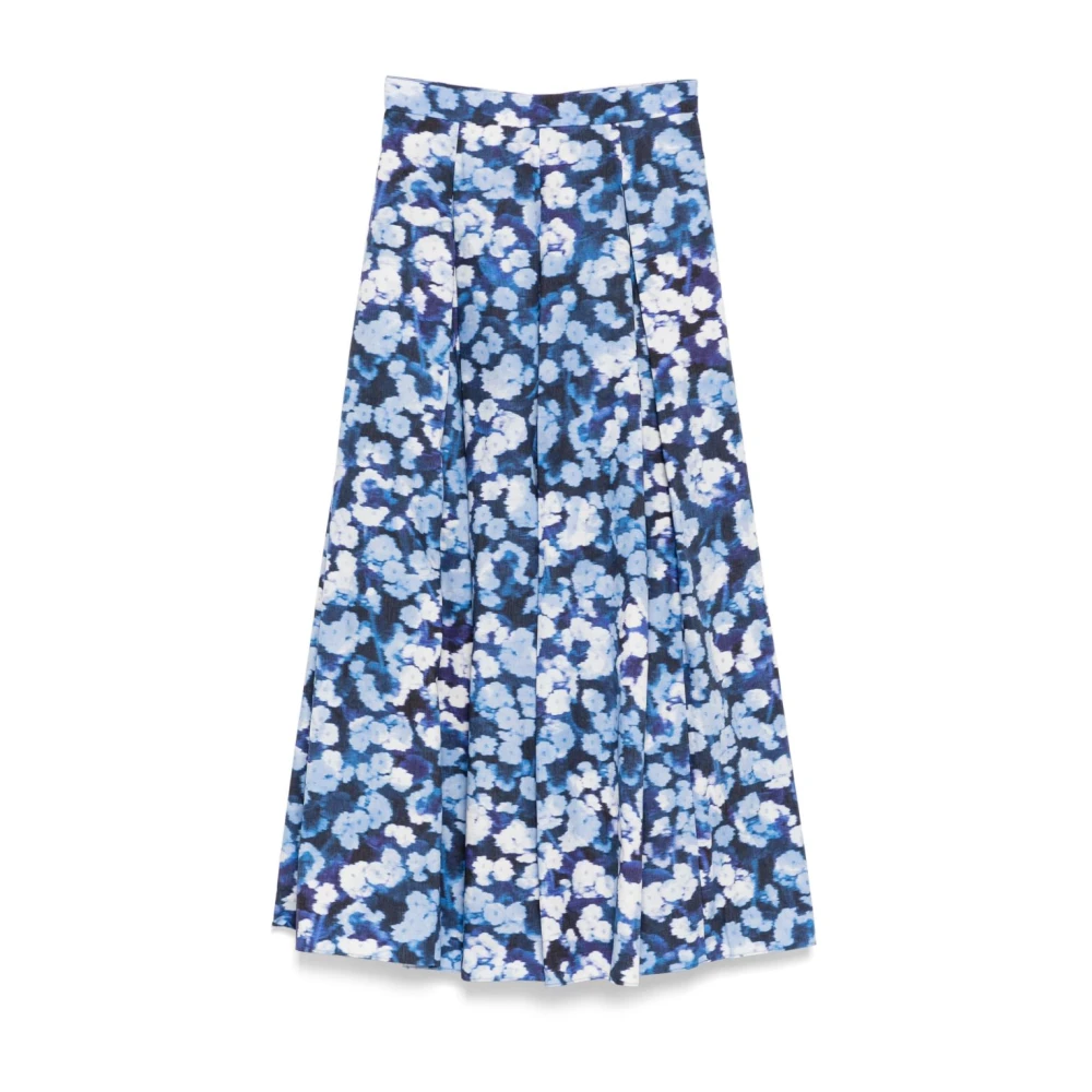 Erdem Indigo Blauw Grafische Print Midi Rok Blue Dames