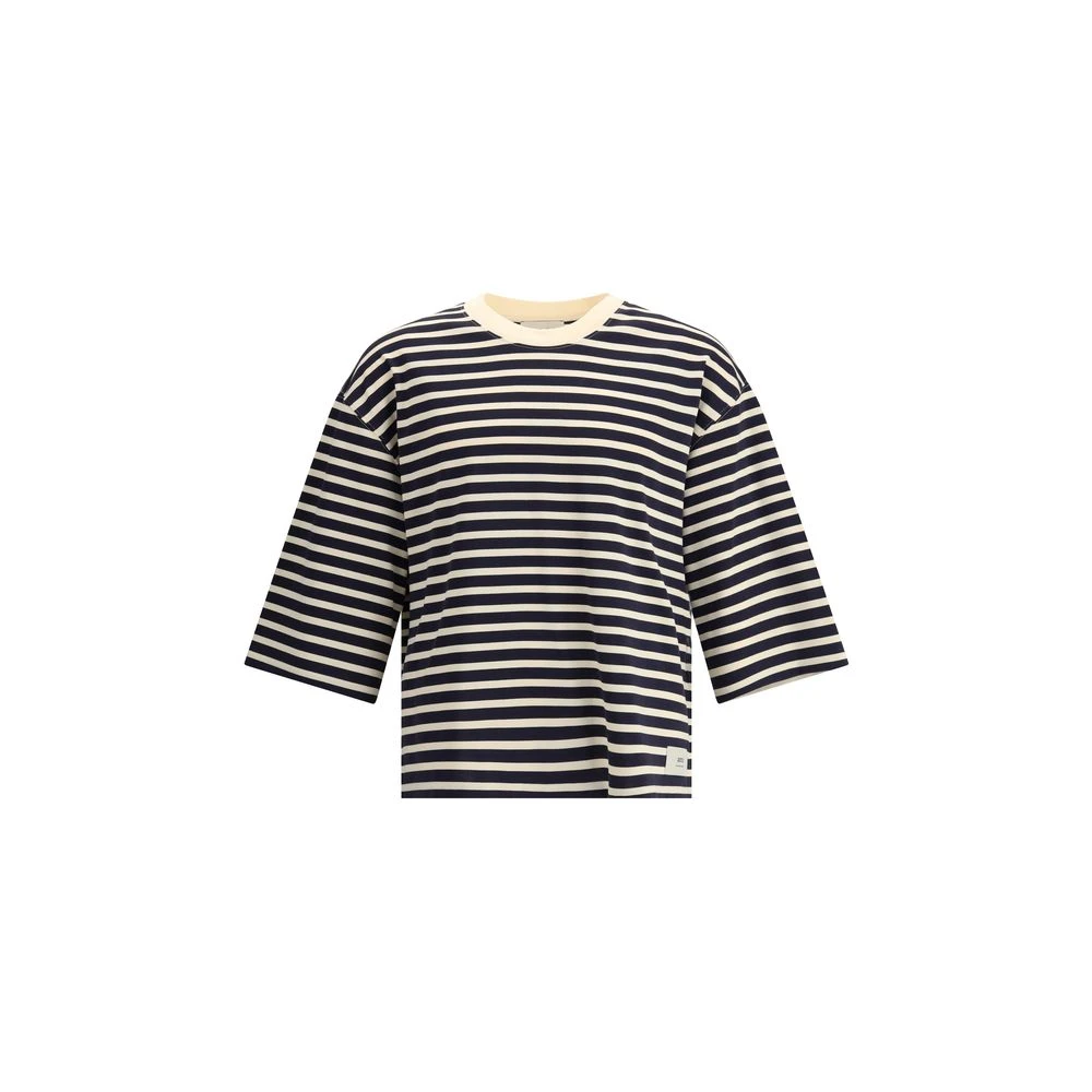 Ami Paris Gestreept Oversized T-shirt met Asymmetrische Zoom Multicolor Heren