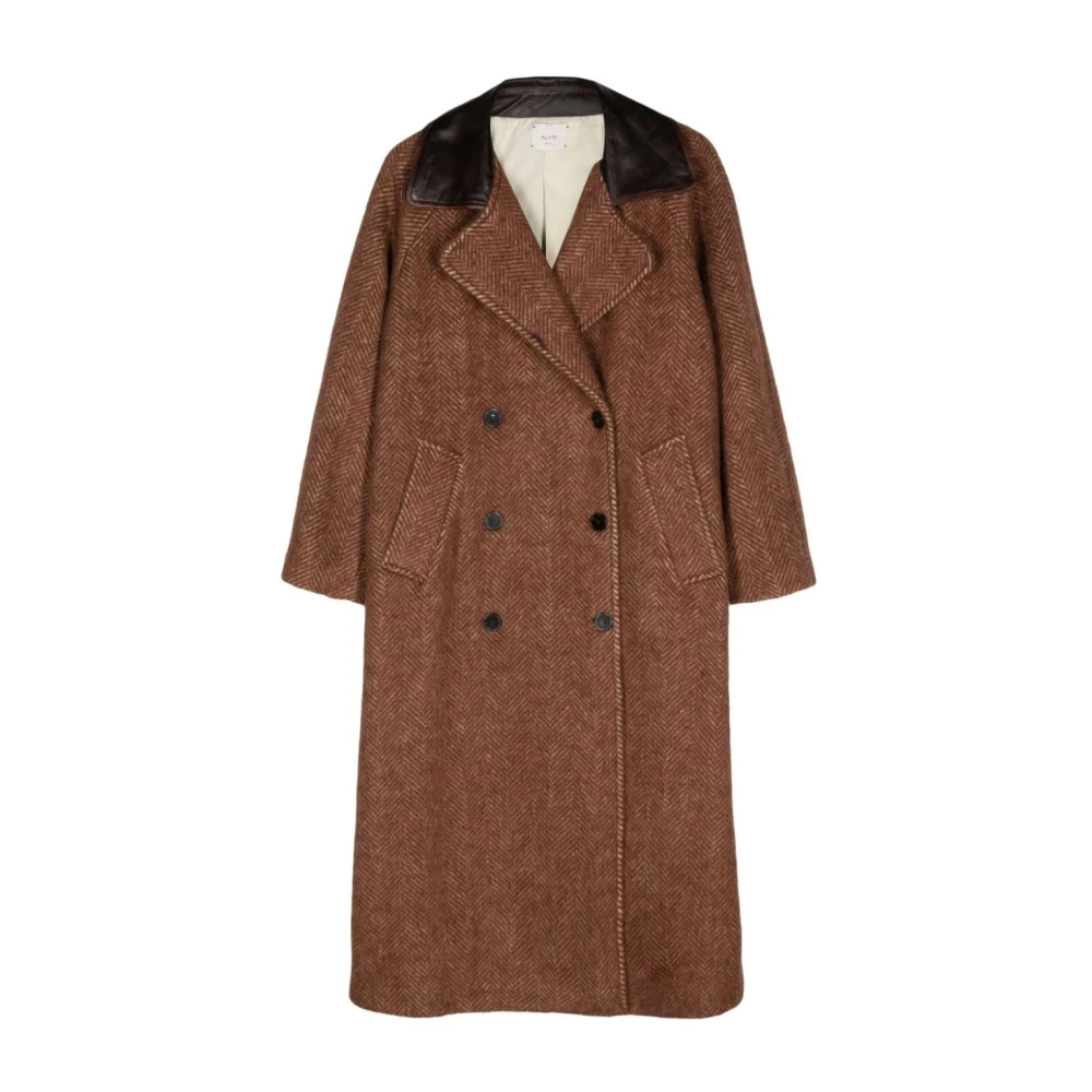 Alysi Single-Breasted Coats Brown Dames