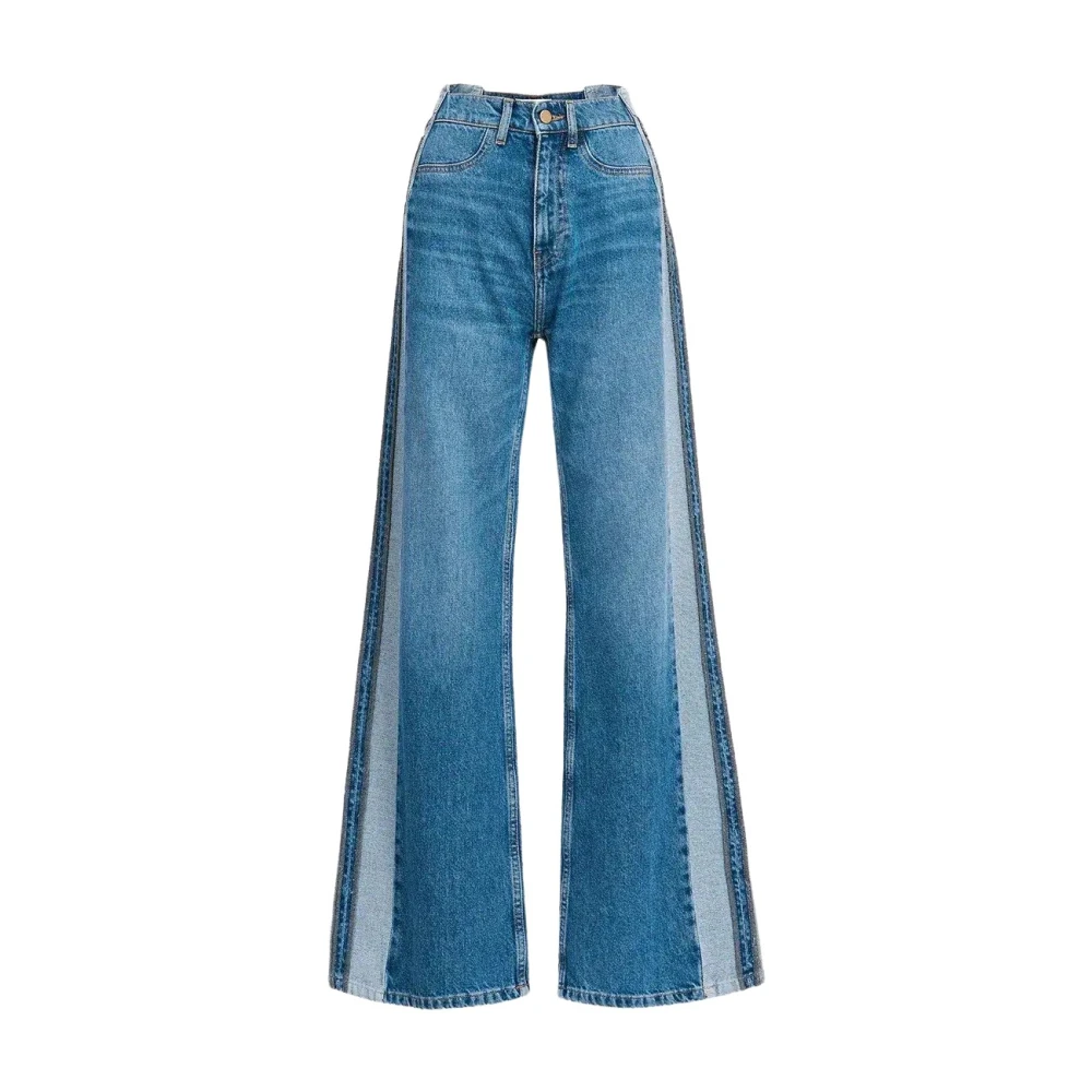 Wide-leg patchwork blue jeans  Essentiel Antwerp United Kingdom