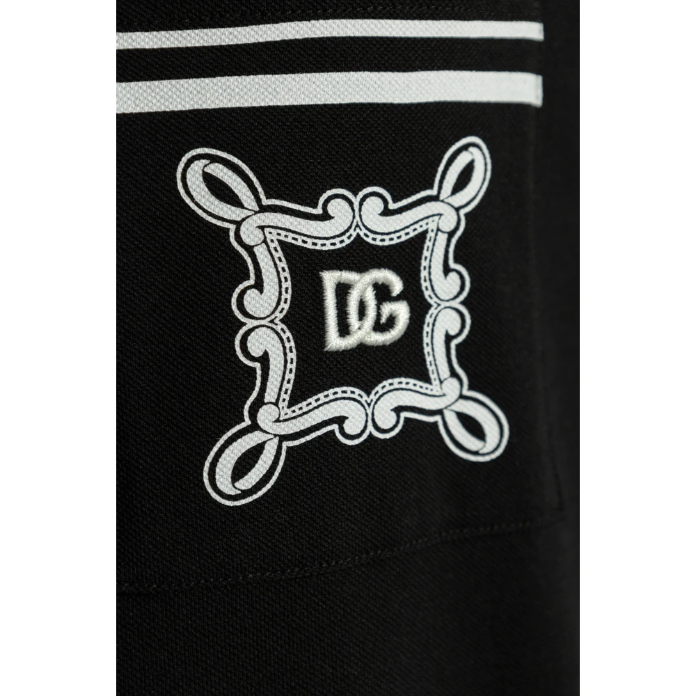 Dolce & Gabbana Katoenen polo met zak Black Heren