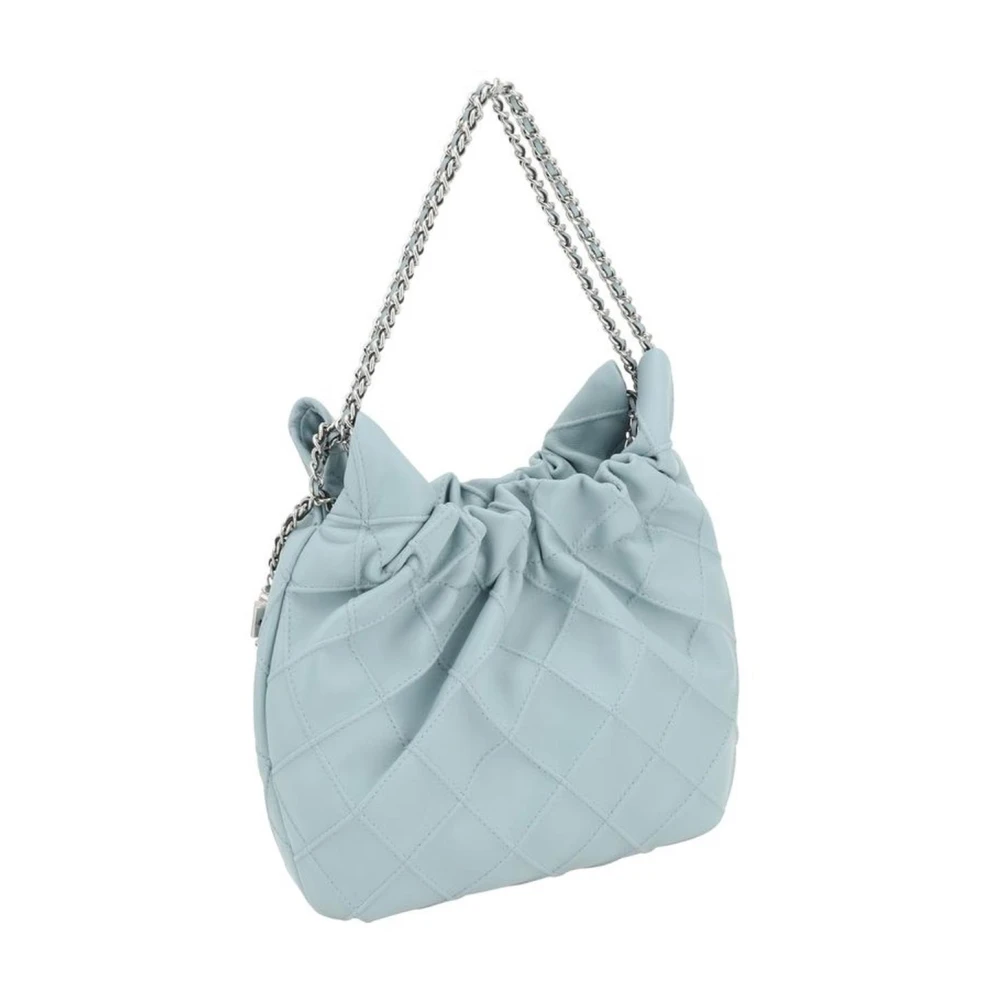 TORY BURCH Geruite Leren Mini Hobo Schoudertas Blue Dames