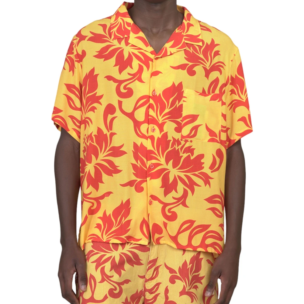 ERL Tropische Bloemen Shirt Yellow Heren