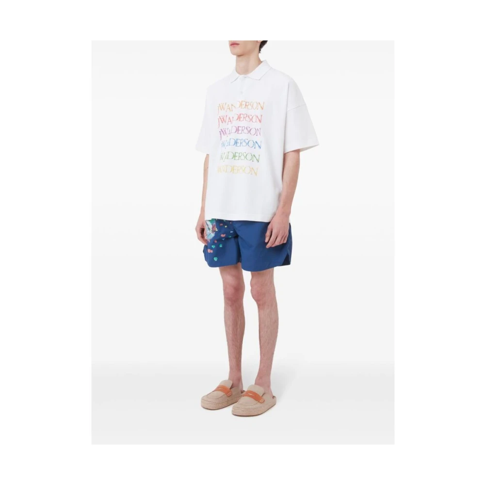JW Anderson Grafische Print Polo Sweater Wit Katoen White Heren