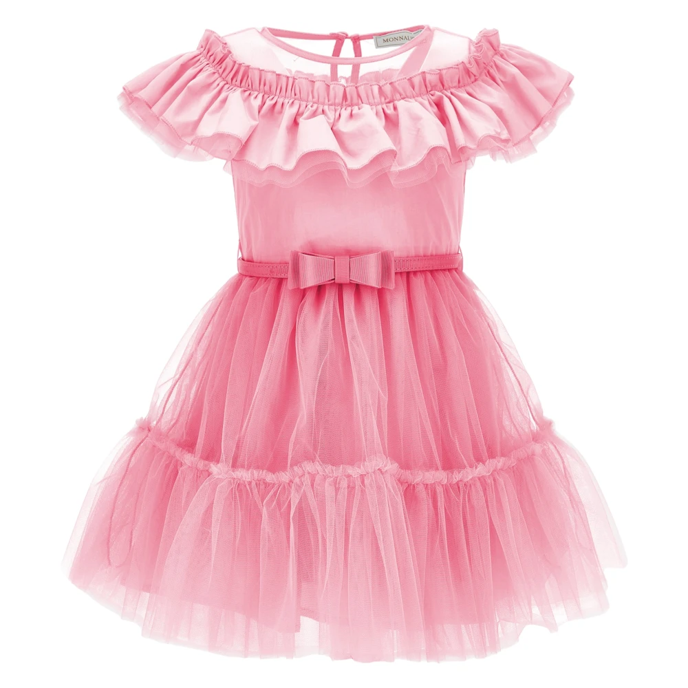 Monnalisa Girls Pink Tulle Dress With Ruffles - Dresses - 5 Y - Kids