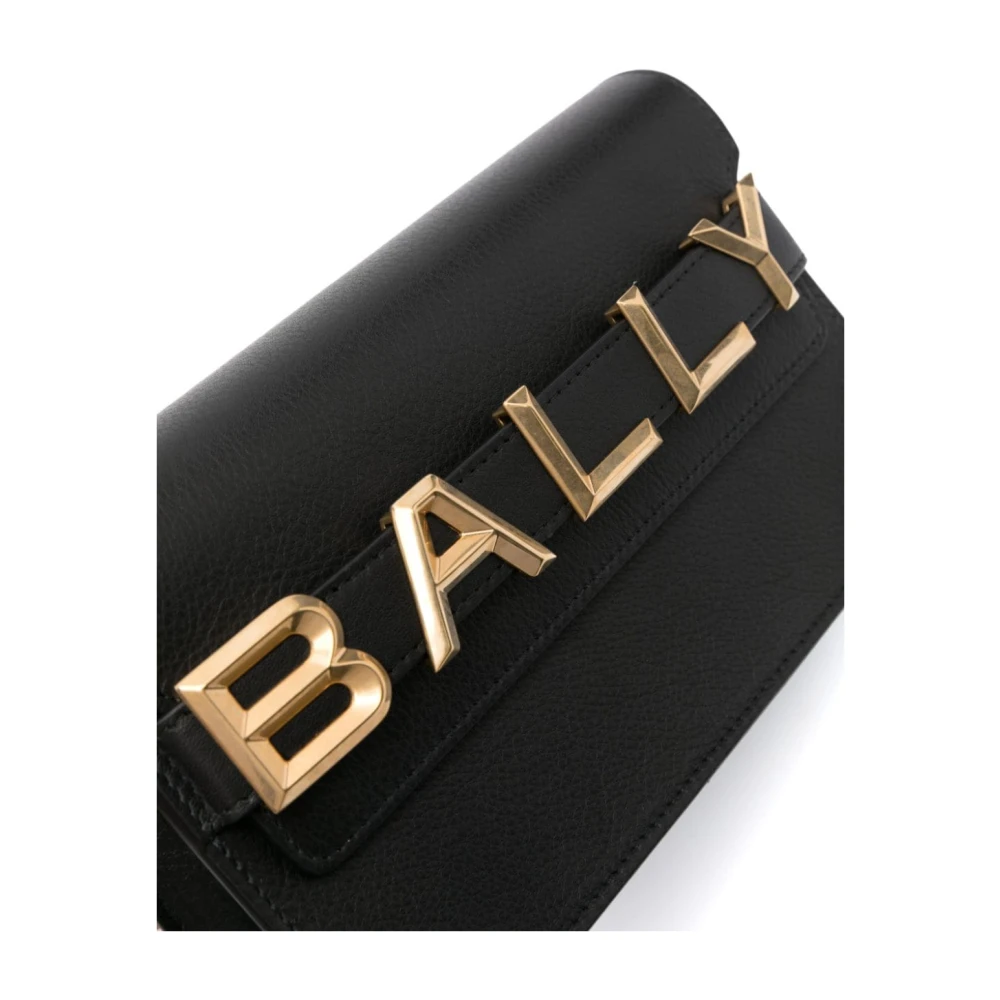 Bally Logo-Lettering Leren Crossbodytas Black Dames