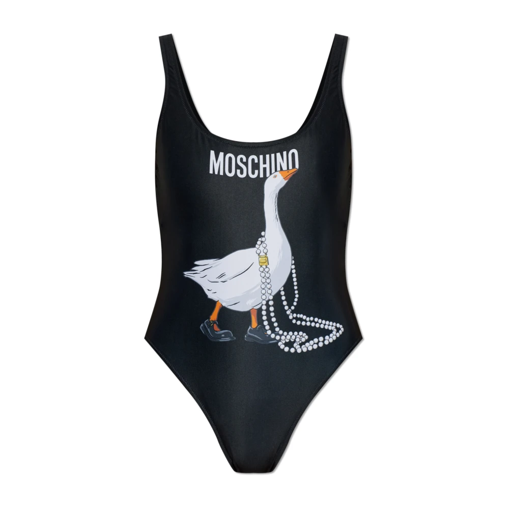 Moschino Vrouw Zwart Badmode Dames, S, Polyester, Badpak Uit Één Stuk Goose