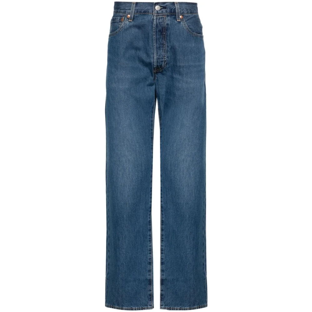 Levi's Blå Denim Breda Jeans med Whiskering Blue, Herr