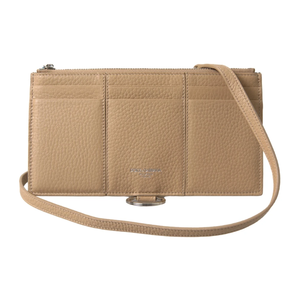 Dolce & Gabbana Elegante Beige Leren Portemonnee met Afneembare Band Beige Dames