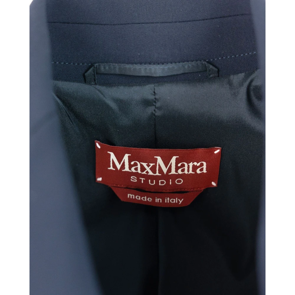 Max Mara Studio Blauwe Jackets Tessuto Triacetaat Polyester Blue Dames