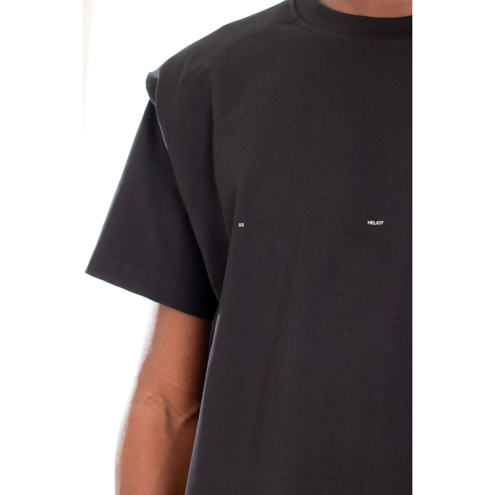 Heliot Emil Zwarte Outline Logo Tee Shirt Black Heren