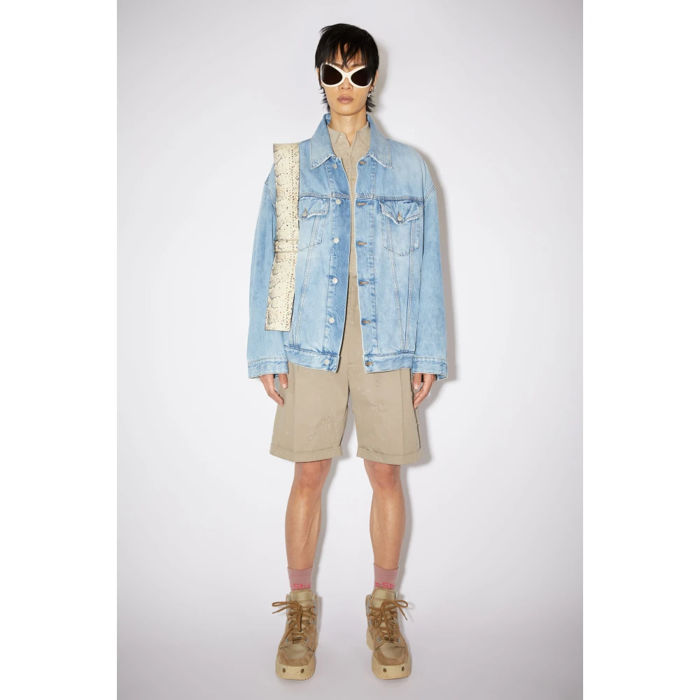 Acne Studios Blauwe Cropped Denim Jas Buitenkleding Blue Heren