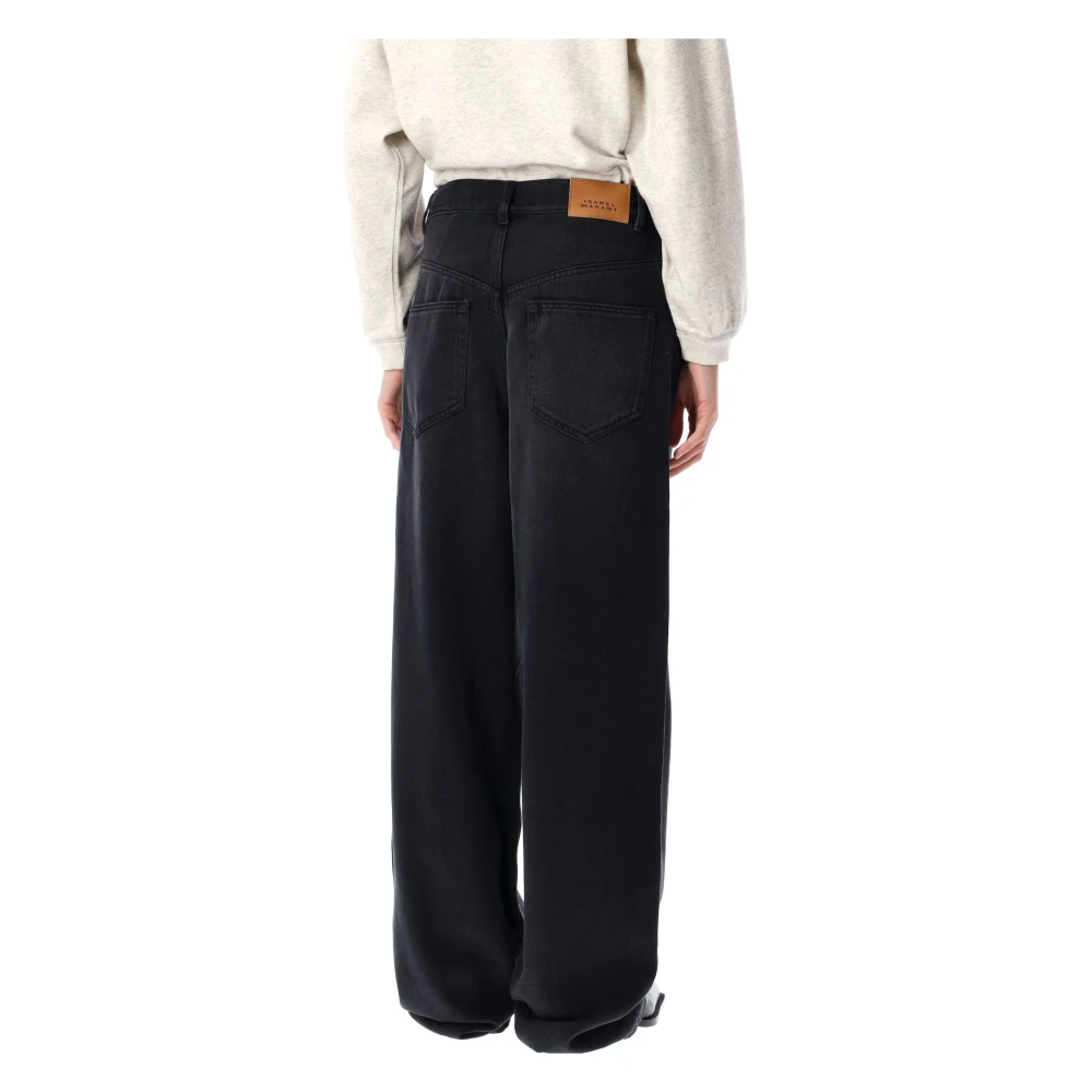 Isabel Marant Étoile Zwarte Vervaagde Denim Broek Black Dames