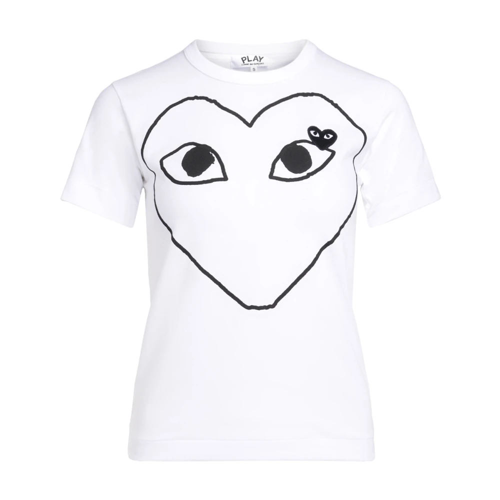 Comme des Garçons Play Witte T-shirt met zwart hart White Dames