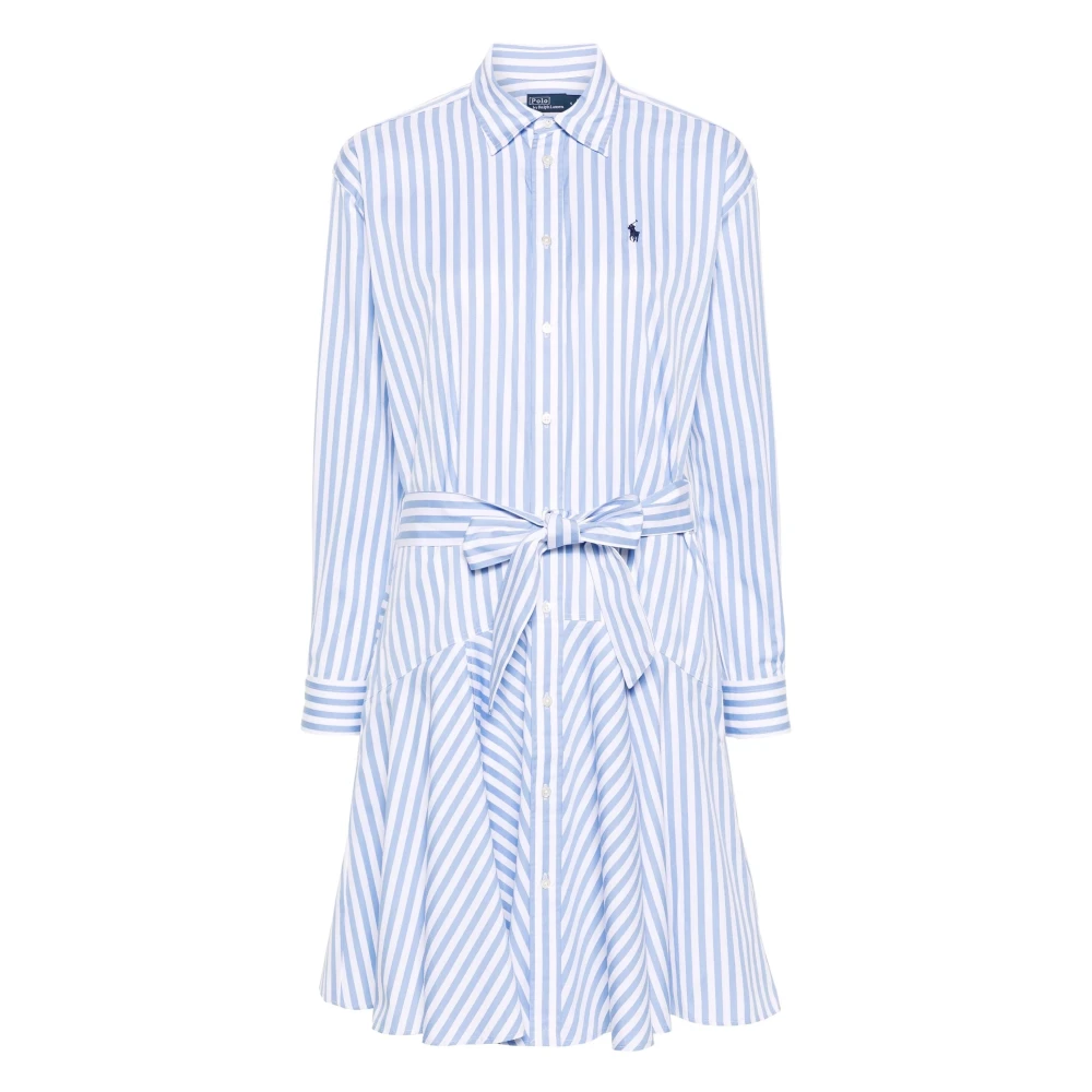 Polo Ralph Lauren Casual Wit Katoenen Midi Jurk Blue Dames