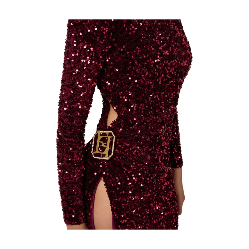 Elisabetta Franchi Chenille Pailletten Borduurjurk Red Dames