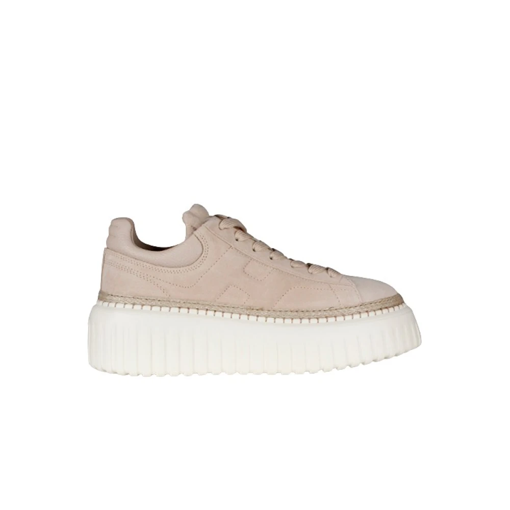 Hogan Women's Beige Sneakers,, Striped Trainers Size 3