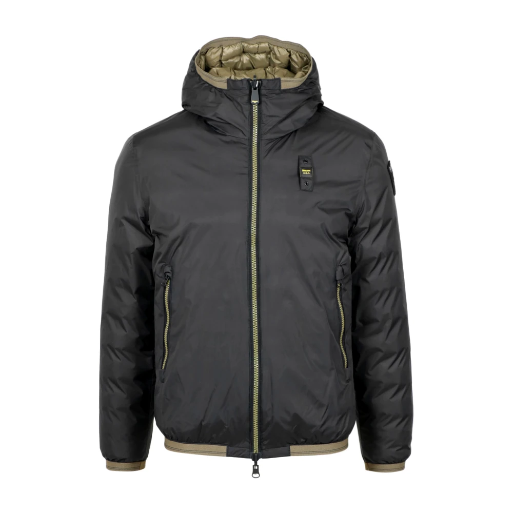 Blauer Omkeerbare donsjas met gestreepte naden Black Heren