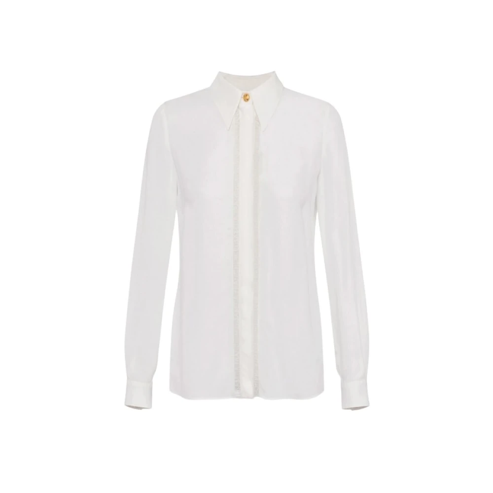 Elisabetta Franchi Georgette overhemd met organza borduurwerk Beige Dames
