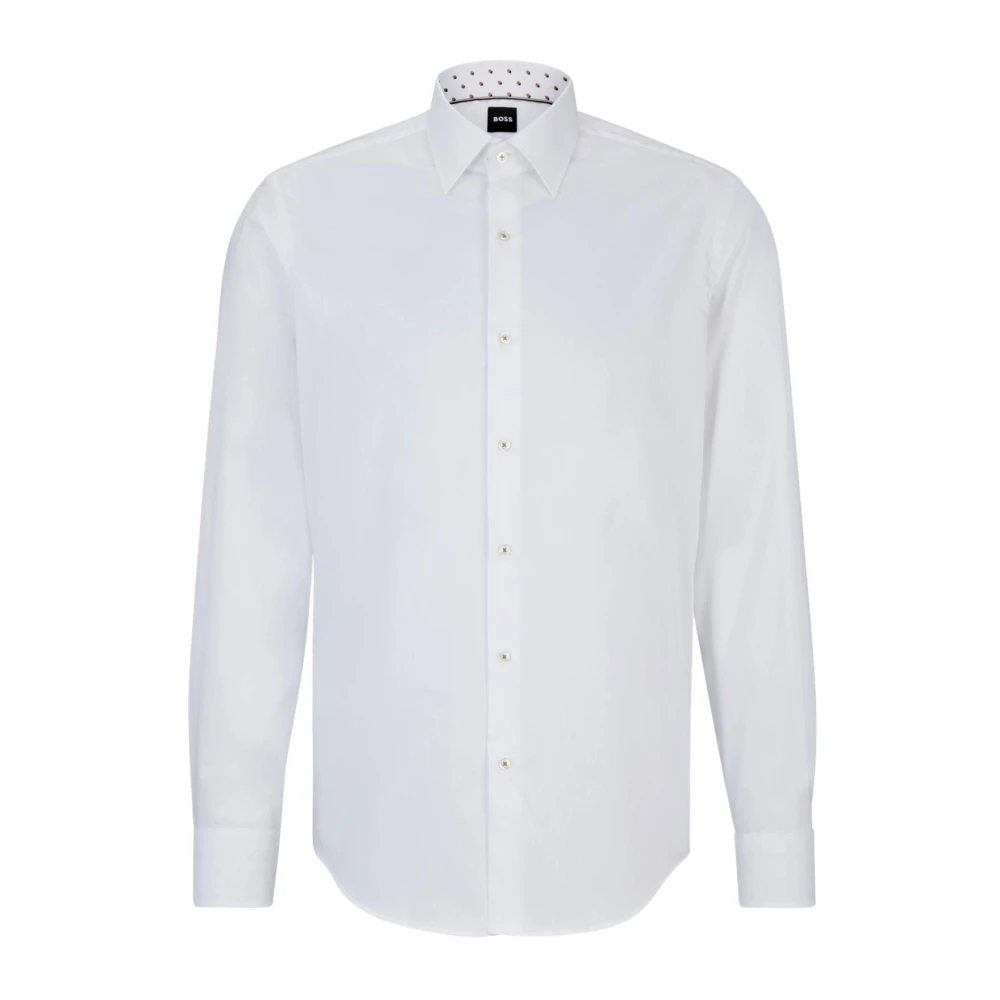 Hugo Boss Regular Fit Bomullsskjorta i Vit White, Herr