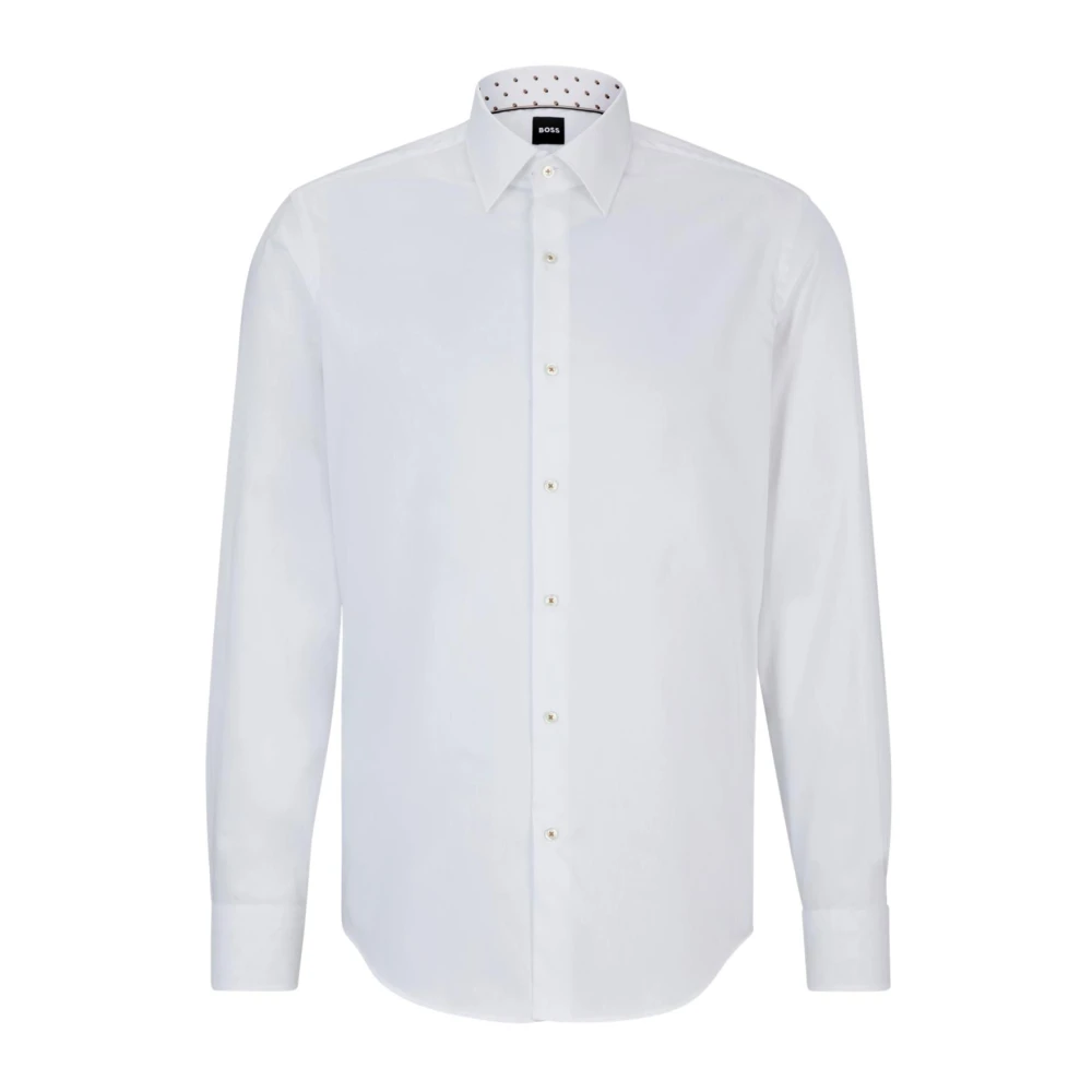 Hugo Boss Regular Fit Katoenen Overhemd in Wit White Heren