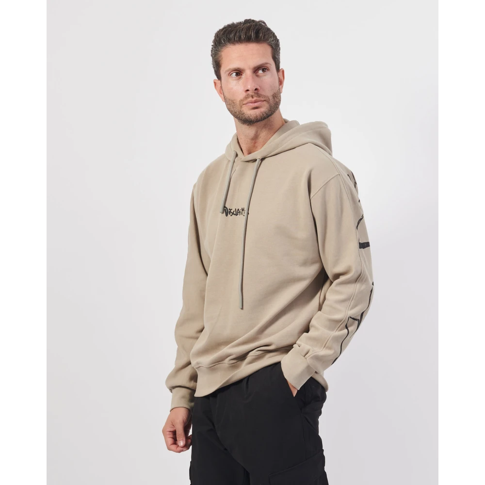 Disclaimer Hoodie met Maxi Logo Print Beige Heren