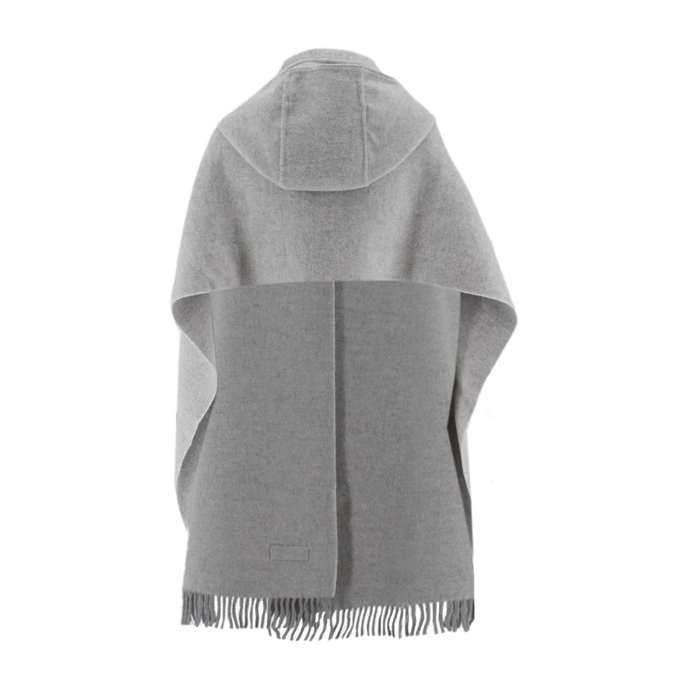 BRUNELLO CUCINELLI Zachte Garen Hooded Franje Sjaal Gray Dames