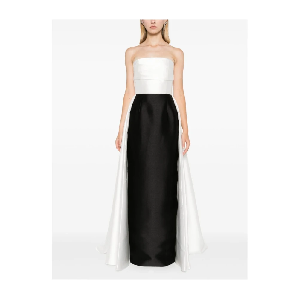 Solace London Witte Strapless Bustier Maxi Jurk Black Dames
