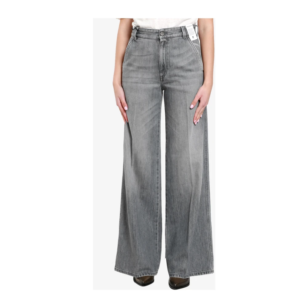 PT Torino Hoge Taille Wijde Pijp Denim Jeans Gray Dames