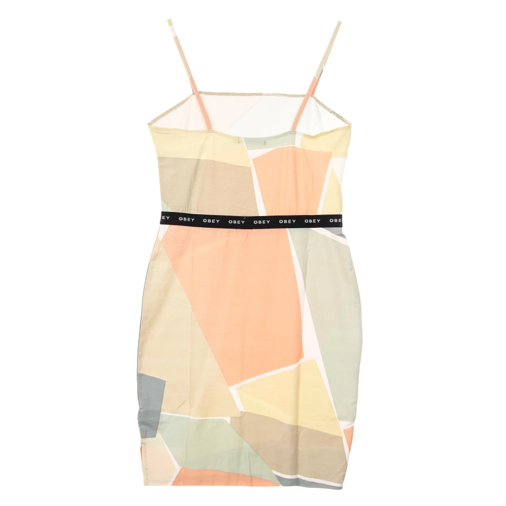 Obey Perzik Multi Strapless Jurk All Over Print Multicolor Dames