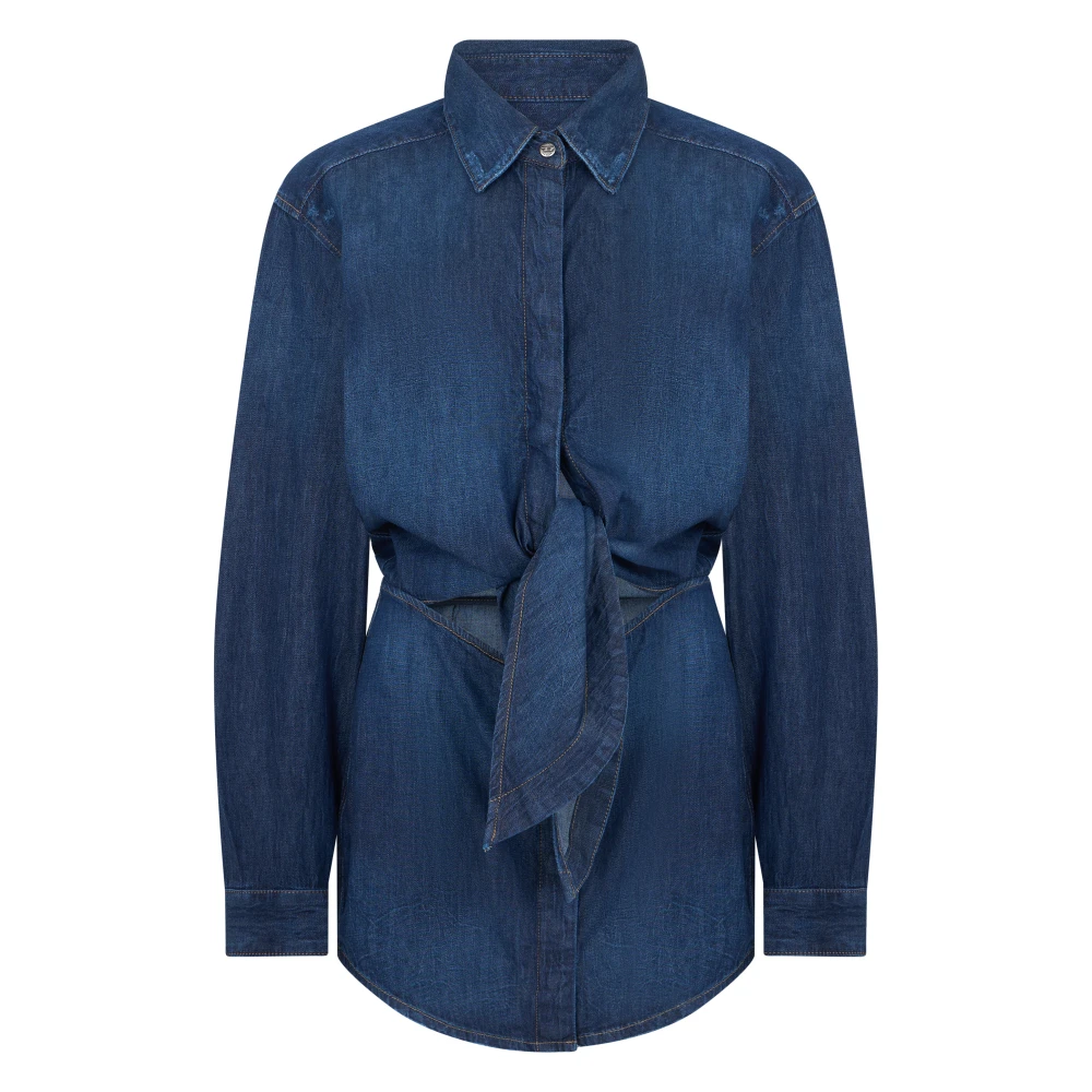 Diesel Women's Blue Shirts, Xs, Denim Jacket With Belt