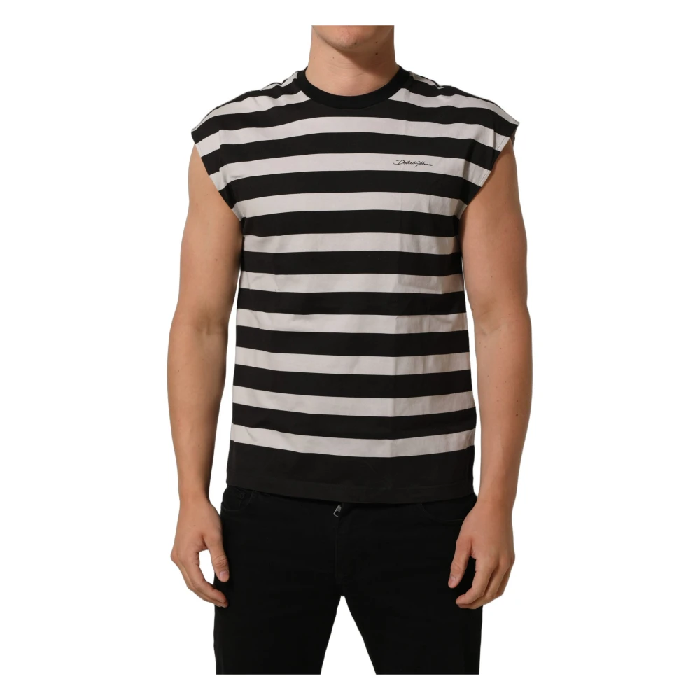 Dolce & Gabbana Hombre Negro - Camiseta Sin Mangas De Cuello Redondo - Tops - M