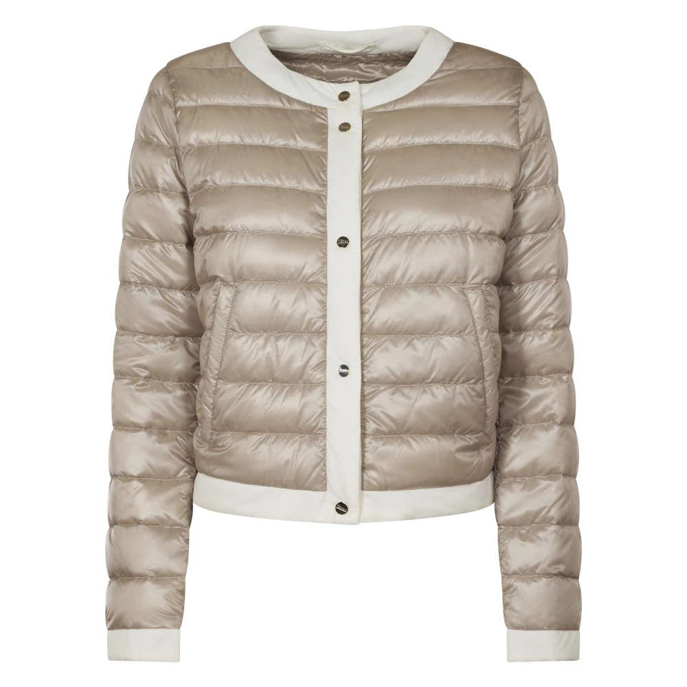 Herno Women's Brown Winter Jackets, L, Quilted Crewneck Coat